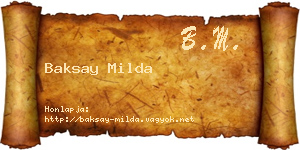 Baksay Milda névjegykártya